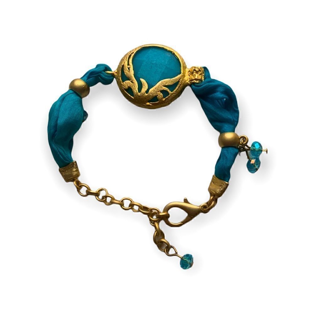 Genuine turquoise gemstone bracelet, gold-plated